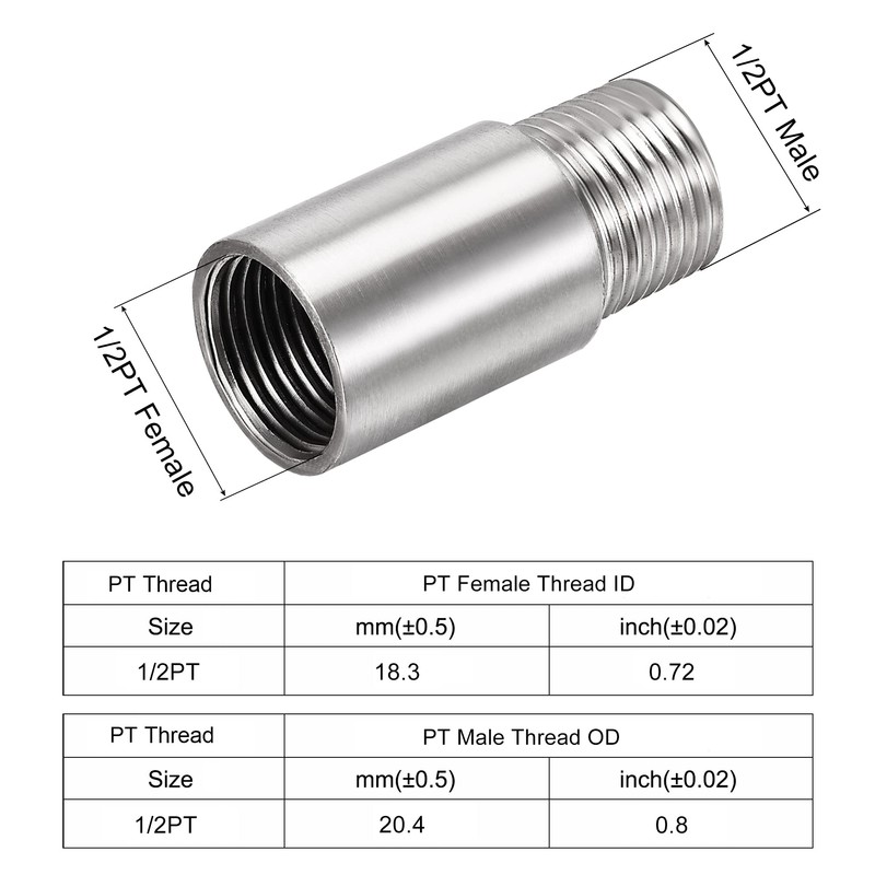 uxcell Shower Head Extension Arm Stainless Steel 1/2PT Male to
