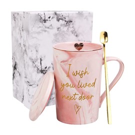 Bubble Hugs I Wish You Lived Next Door Marble 13.5 oz, Meaningful Thank You Mother's Day Gift Idea From Daughter Miss You Grandma Aunty Soul Sister For Going Away Moving Long Distance, Pink