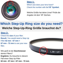 Step Up Ring, 1 Piece, Diameter 49 to 52 mm Diameter, Ultra Slim Design, Made of Aluminium, for Diameter 49 mm Lens and Diameter 52 mm Filter, Adapter Step Up, Filter Adapter Camera, Filter Adapter,