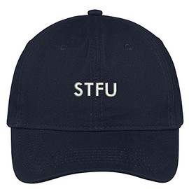 Trendy Apparel Shop STFU Embroidered Soft Crown 100% Brushed Cotton Cap - Navy