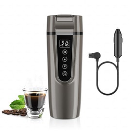 Car Electric Kettle for Travel : FVPE 12V/24V Small Electric Water Kettle, Multi-Temp Control 400 mL Portable Car Water Boiler for Brewing Coffee Tea,LCD Display 304 Stainless Steel Truck Heating Cup