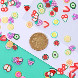 Polymer Fruit Slices for Nail Art, 3200PCS 3D Fruit Nail Art Slices Multicolor Tiny Charms Cute Set Fruits Flakes Nails Accessories Slice Cute Designs Decor for Nails DIY Craft Women Girls Manicure