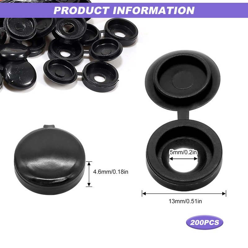 Screw Cover Black Pack of 200 Plastic Folding Screw Cover