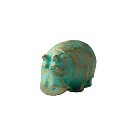 Discoveries Egyptian Imports Miniature Hippo Statue - Patina - Childbirth and Fertility Goddess Taweret - 2.5" - Made in Egypt