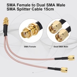 HiAoey SMA Female to SMA Dual Male Coaxial Cable 3-Way Splitter V-Type RG316 6"/15 cm for 2G 3G 4G LTE Antenna Router Gateway Modem MiFi Mobile Hotspot