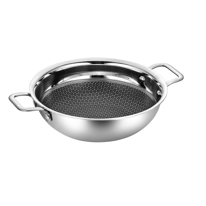 Tanish Trading Triply Stainless Steel Honeycomb Pattern Stainless Steel Wok