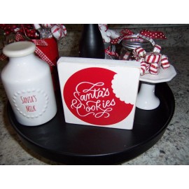 Decor Santa Cookies sign Christmas  Farmhouse kitchen Holiday tray decor