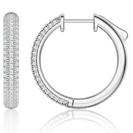 MILACOLATO Silver Hoop Earrings for Women and Girls | Hypoallergenic Tragus Cartilage Earrings with AAA Cubic Zirconia | 20mm & 30mm Diameters Huggie Sleeper Earrings