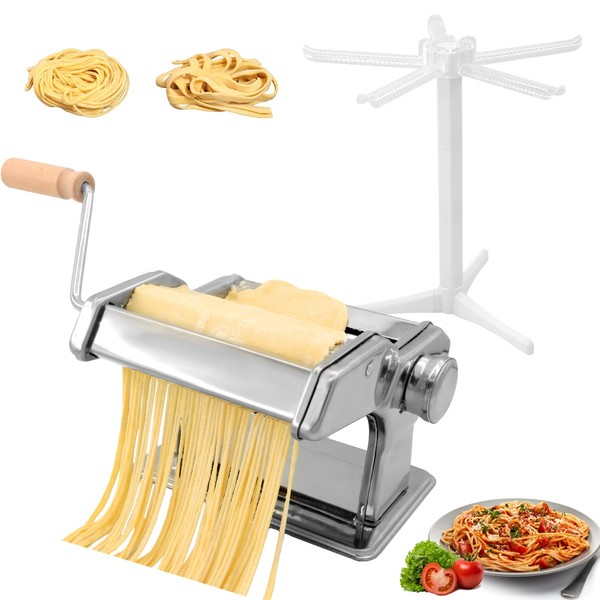 Baihang Pasta Maker, 2-in-1 Detachable Pasta Machine with Rollers Cutter