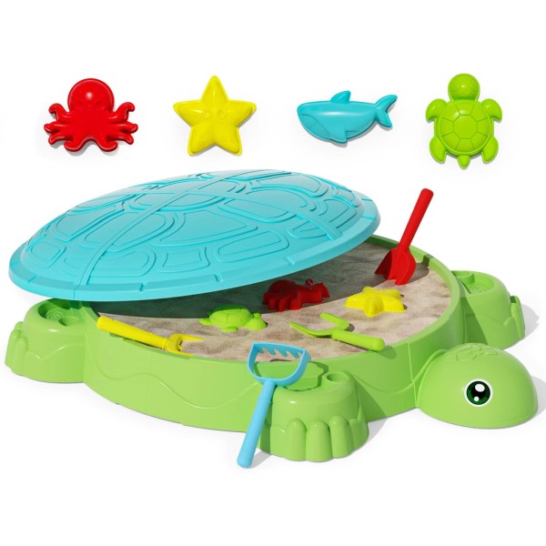 Maysida Kids Turtle Sandbox with Lid Sand Box Toys with