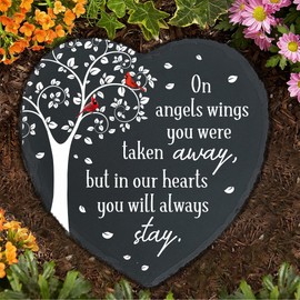 Memorial Slate Stone Sympathy Gifts for Loss of Loved One, Memorial Gifts for Passed Loved Ones, Baby Memorial Cardinal Heart Memorial Garden Slate Stone TNA7