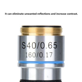 40x Achromatic Objective Lens, 40x 185 160/0.17 Microscope Objectives Aluminum Alloy Biological Microscope Magnifier Objective Lens Replacement parts Increase Contrast