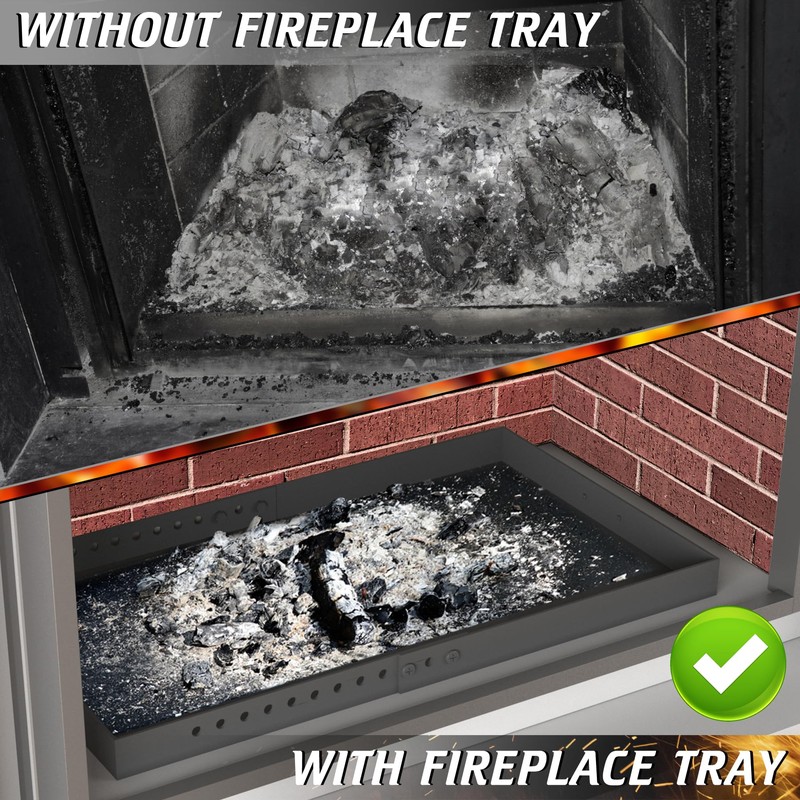 Daisypower Fireplace Tray with Handles, Expandable/Adjustable Ash Pan Ember Holder,