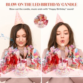 21st Birthday Card for Girls, Musical & Light Birthday Card for 21st Girls, Pop Up Champagne Greeting Cards birthday Gifts for 21 year old Girl, Daughter, Granddaughter, Teenagers, Niece