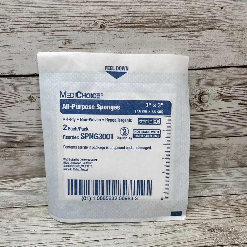 MediChoice 4 Boxes 3" x 3" All-Purpose Sponges, 200 PC,