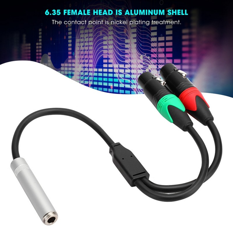 0.3M 24AWG Pure Copper Double Shield 6.35 Female to Dual