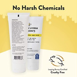 Crema de manos de avena con miel y eczema: loción natural para manos y cuerpo para aliviar el eczema: crema para pieles secas, sensibles, irritadas y con picazón (4 oz)