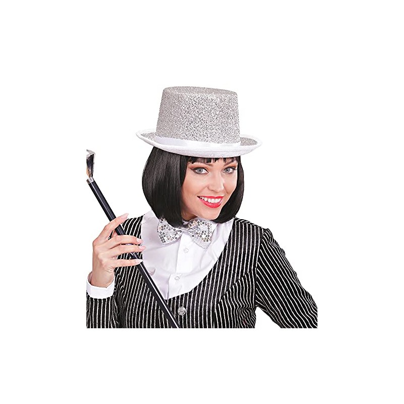 Widmann Showtime 04542 Hat Silver Glitter Top Hat Hat Costume