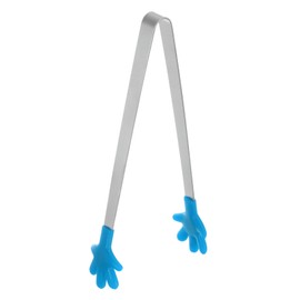 HARFINGTON Mini Pinzas de Cocina 5.67" en Forma de Mano de Acero Inoxidable con Puntas de Silicona, Pinzas Pequeñas para Cocinar en la Cocina, Asar a la Parrilla, Barbacoa, Azul