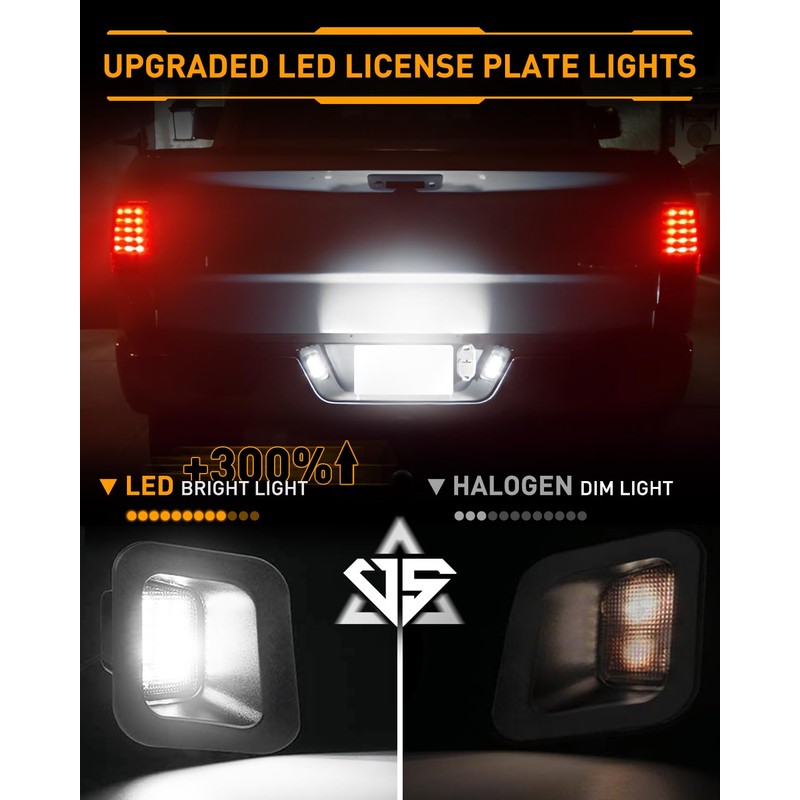 LESAUCE Full LED Clear Lens License Plate Light For 2003-2018