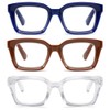 LOUOL 3 Pack Readers for Women Oprah Style Square Reading