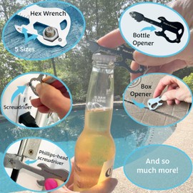 Pick-A-Palooza Guitar Keychain Multitool Bottle Opener, Cool Guitar-Shaped Pocket Multi Tool Beer Opener Key Chain for Men Father Grandpa Boyfriend Music Lover - Black