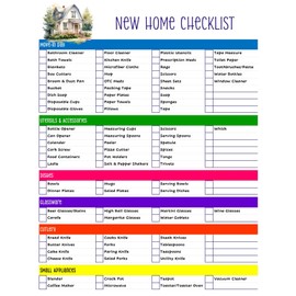 Home or Apartment Moving to a New House Checklist Laminated 2 Full Pages Both Double Sided, Shopping Essentials List for on Move-in Day