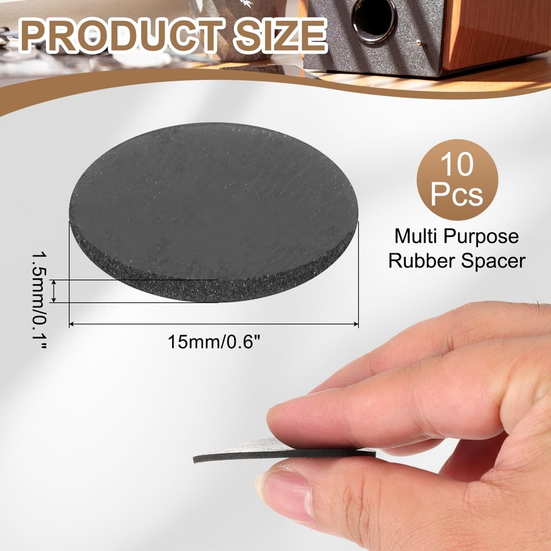 PATIKIL Rubber Solid Discs Washers, 10 Pcs 15mm Dia x