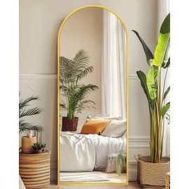 Suidia Arched Full Length Mirror, 58"x18" Floor Mirror Freestanding, Floor Standing Full Body Mirror with Stand for Bedroom, Hanging Mounted for Living Room Cloakroom, Gold