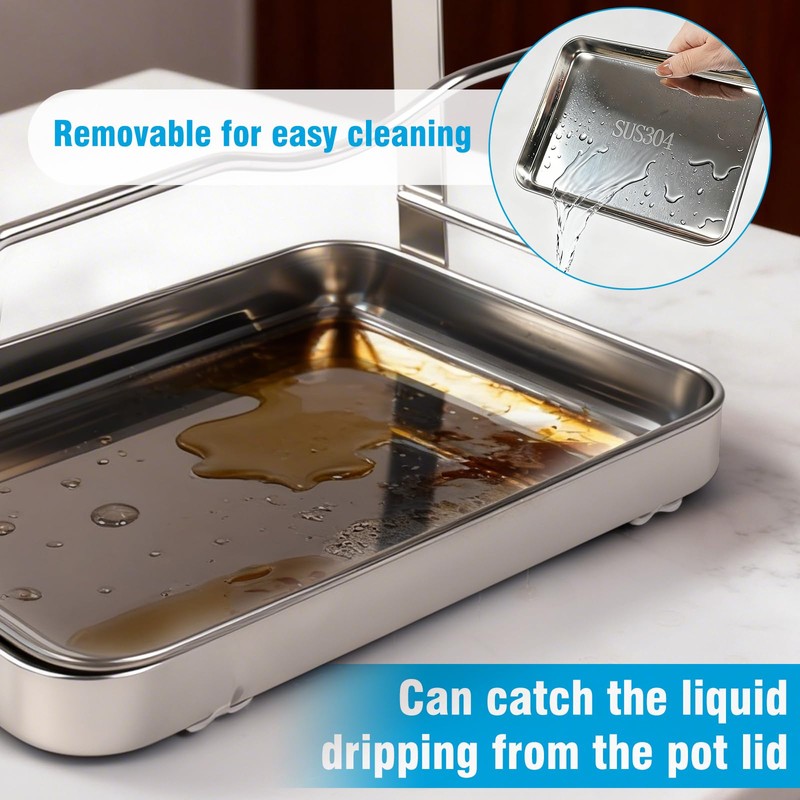 YJREW 304 Pot Lid Organizer & Spoon Rest, Pot Lid