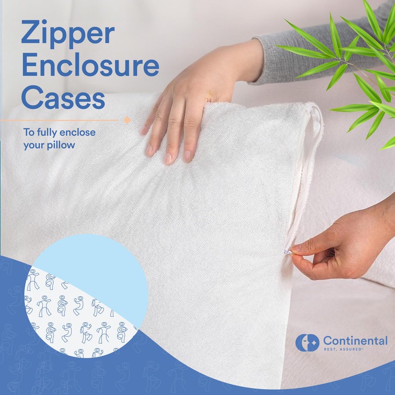 Continental Bedding Viscose Derived from Bamboo Pillow Protector Zippered Waterproof