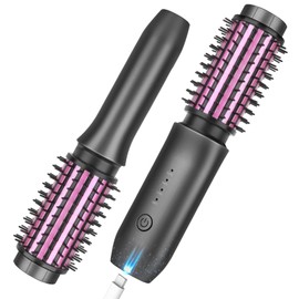 Kabellose Lockenstabbürste, 2024 NEU Tragbare Reise-Lockenstab-Minibürste für Frauen, 7000 mAh USB-aufladbare Lockenstabbürste mit negativen Ionen, Grau