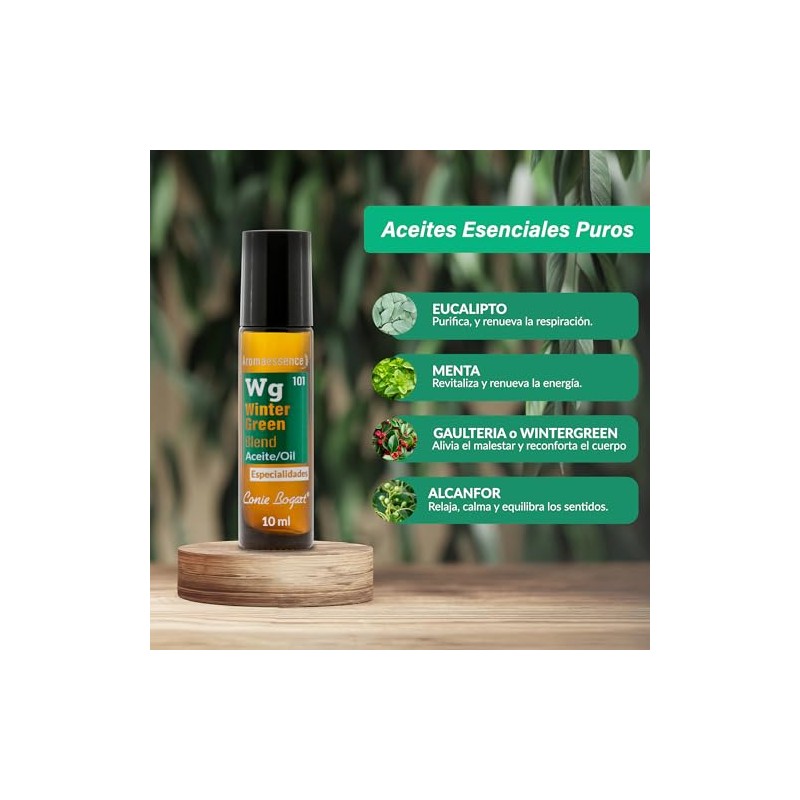Wintergreen Roll Dolor Cabeza Músculos Descongestión Aceites Esenciales Puros Menta