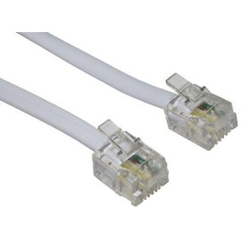 World of Data 5m ADSL Cable - Gold Plated Contact Pins - High Speed Internet Broadband - Router or Modem to RJ11 Phone Socket or Microfilter - WHITE