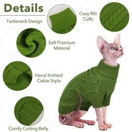 Lelepet Dog Jumpers Winter Dog Pullover, Knitted Warm Turtleneck Dog Christmas Sweater for Cold Weather, Soft Dog Knitwear for Large Dogs Boys Girls Pet Vest Outfit Cat Sweater, Green, 2XL