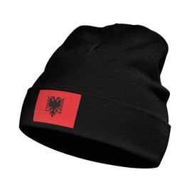 HaiRui YunDa Flag of Albania Baby Beanies Cap Children's Winter Knitted Hat Toddler Warm Infant Knit Hats Black