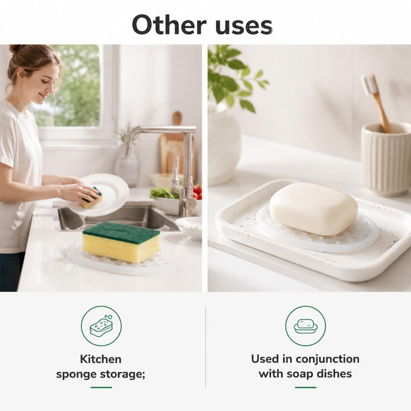 3 Pcs Silicone Soap Dish Self Draining Soap Holder with