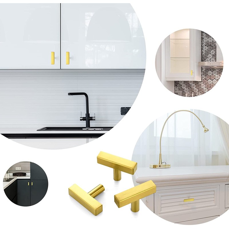 Ravinte 1 Piece Gold T Bar Cabinet Knobs 2 Inch