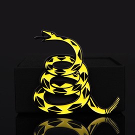 Dont Tread on Me Metal Car Sticker, Gadsden Flag Auto Emblem, 3D Snake Decal for Automotive, Truck, Motorcycle (Yellow)