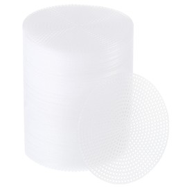 PATIKIL 100 Pcs Plastic Canvas Mesh Sheets, 4.5" Round Clear Canvas Sheets 2mm Holes with Needlepoint Blank for DIY Crafting Wreathing Coasters Card Holder