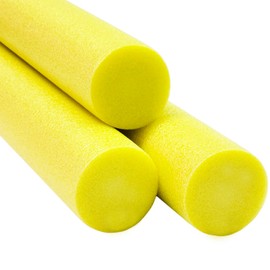 Chochkees Yellow Pool Noodles 52" x 2.5" Inch (3-Pack) Swimming Solid Core Foam Tube, Floating Thick Noodles for Floating, Pool Accessories