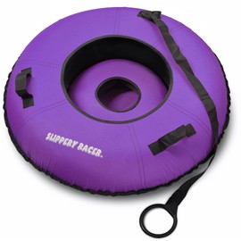Slippery Racer Heavy Duty Commercial Snow Tube, Hard Bottom, Cushion Insert, Canvass Cover-42” (Purple)