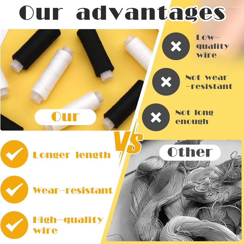 Rnigra Sewing Thread Set, Polyester Thread, White Thread 4PCS with