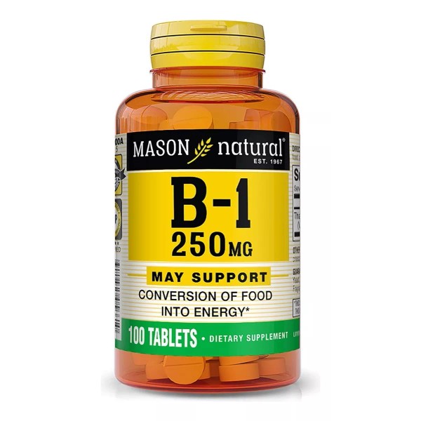 Mason natural Vitamina B1 Tiamina 250mg (100 Capsulas) Hecho En Usa Sabor S/n