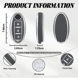 TOOMUME Key Case TPU Car Key Case Fits Nissan Qashqai J11 J12 Juke F15 X-Trail T32 Micra K13 K14 Infiniti Q50 QX60 EX35 FX45, Key Cover Protection Key Case - Horn