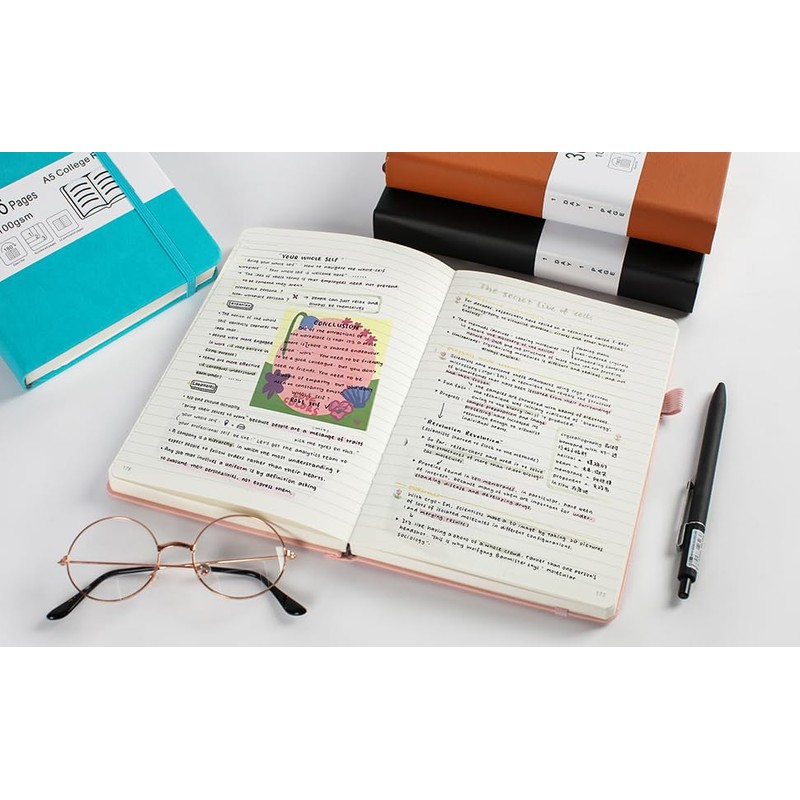 Thick College Ruled Notebook with 366 Numbered Pages, A5 Journals