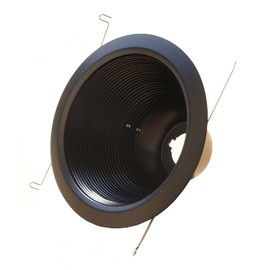 6" Deep Self Flange Air-Shut Baffle Trim for Line Voltage Recessed Light-Black