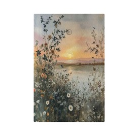 LOLREAI Decorative Light Switch Cover Plate Sunset Plants Flower Daisy Nature Lakescape 1 Gang No Device Switch Plate Covers Blank Wall Plate Cover Switchplate Electrical Faceplate