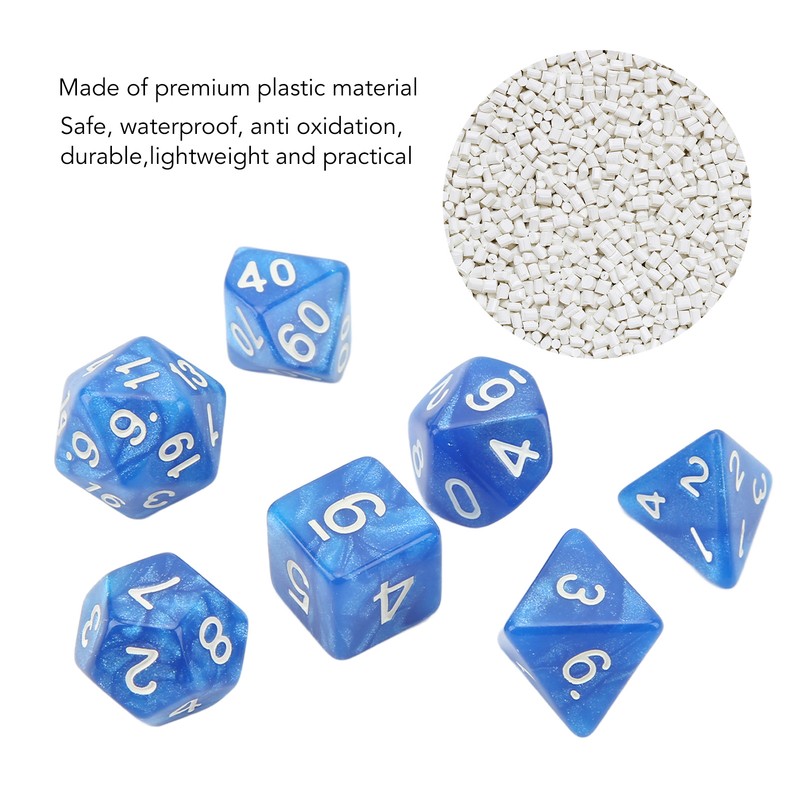 35Pcs Plastic Dice Kit Pearl Pattern White Numbers Polyhedral Dices
