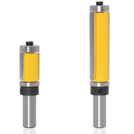 Bestgle Trimmer Bit Joint Pay Bit 2 Bearing Carbide Trimmer Router Bit 0.5 inch (12.7 mm) Shaft Diameter Trimmer Accessory Guide with Bearing, Straight Bit Set for Woodworking Router Bits